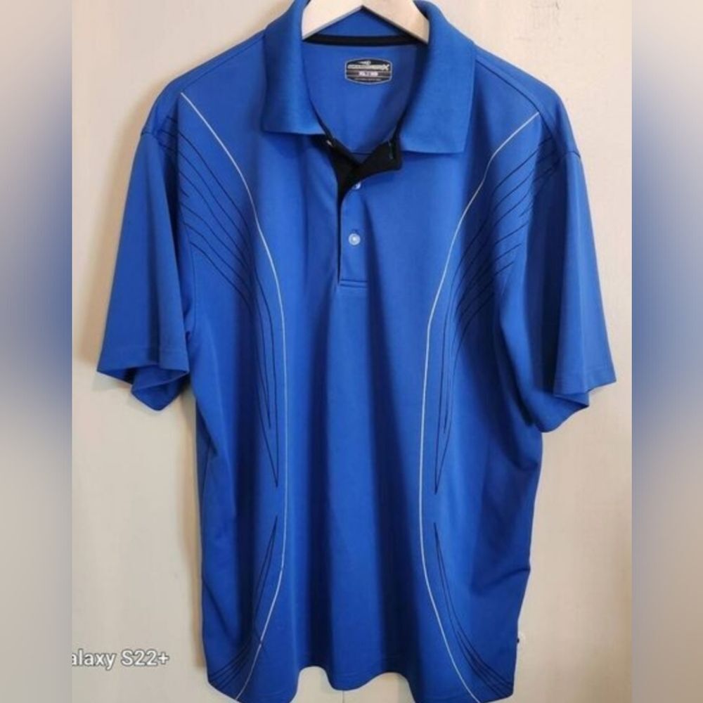M60 Grand Slam Men's Blue Polo Shirt W Stripe Design
